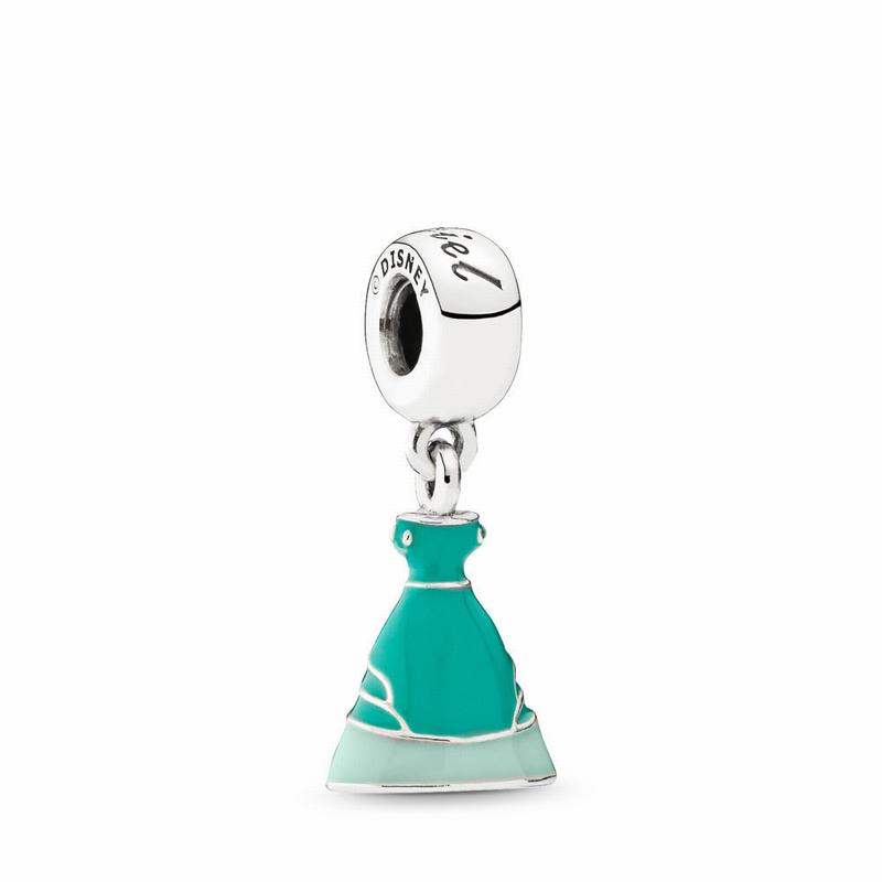 Pandora Disney Ariel's Dress Dangle Charm Ireland - Sterling Silver/Enamel/Green - 861924MGH